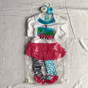 Mud pie 0-6m matching skirt and tights set
